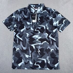 Yatta Golf Polo Shirt Mens Medium Graphite Gray Print Performance Stretch New